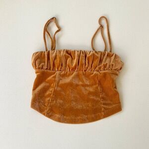 Urban Outfitters Corduroy‎ Cami Top Sleeveless Cropped Ruched XS
